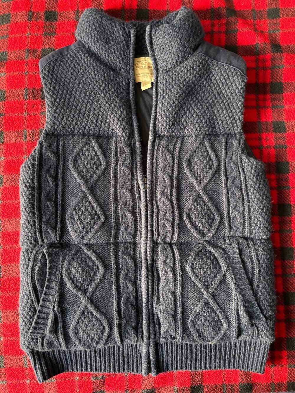 Telluride Clothing Cable Knit Sweater Vest Men S Women L Quilted Wool Cabincore